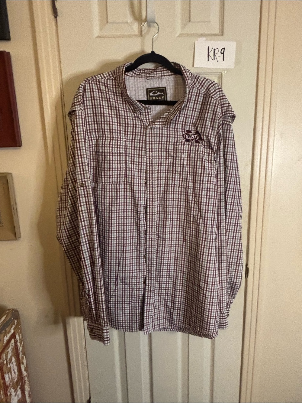 Drakes Men's Maroon & White Check Button-Up Shirt MS Sta
